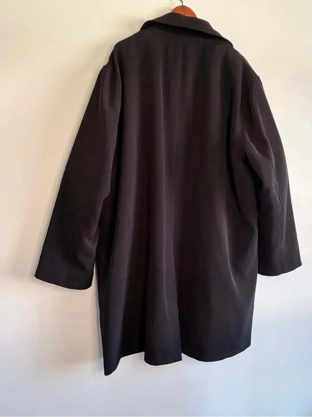 Bellissimo Black Car Coat XL Minimalist Overcoat Zip-Out Lining Y2K